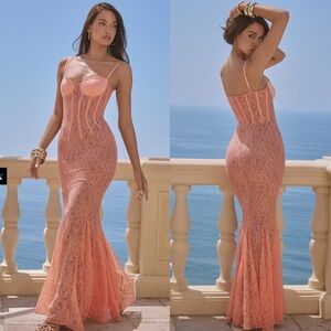 House of CB Cordelia Lace Corset Mermaid Gown XS plus cup NWOT‎ $329